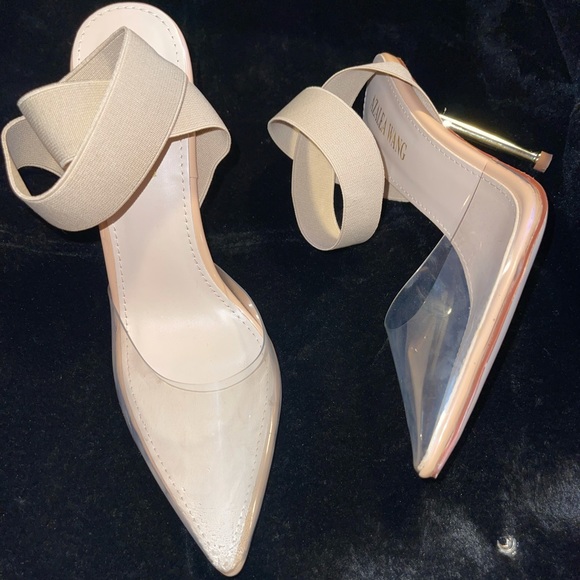 New Azalea Wang Nude Pat + Pvc sling back heel Size 8.5 - Picture 1 of 5